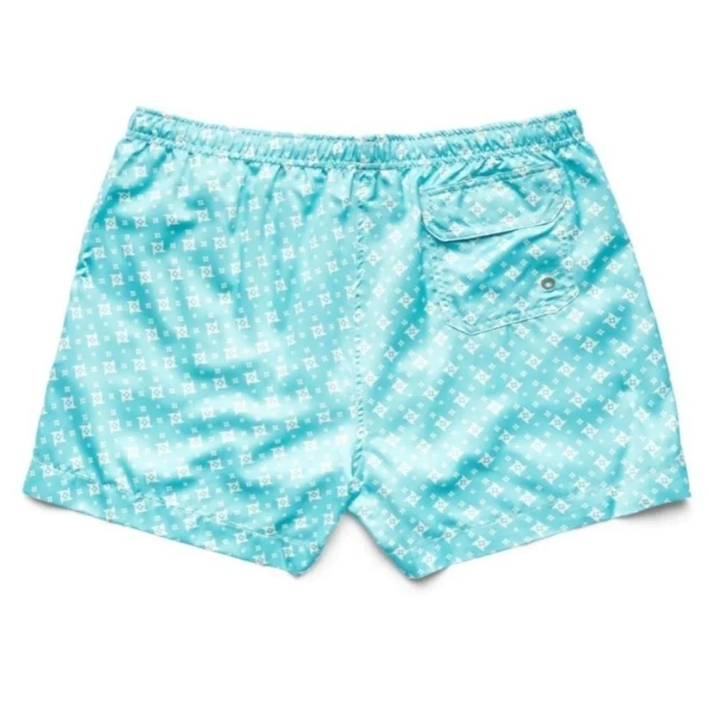 Marwida Men's Luxury Swim Trunks Mesh Lining Aqua Star Size Large